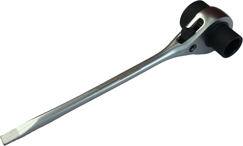 RatchetScrench Chainsaw Maintenance Tool – Dual 13 mm & 19 mm T-Bar Wrench – Cold-Forged Chrome Vanadium Steel with Dual-Taper Groove-Cleaner Tip - Image 1